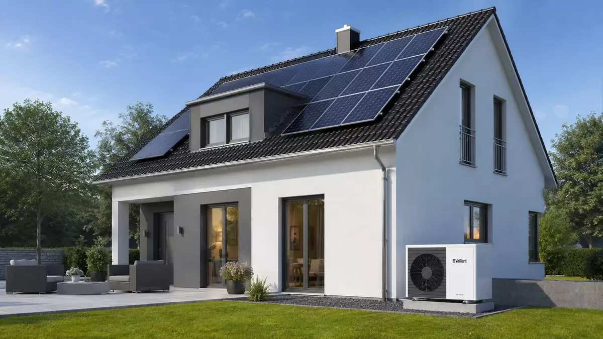 Symbolbild Haus mit Wärmepumpe